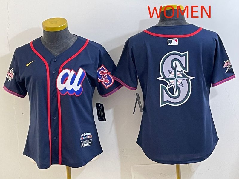 Women 2025 Seattle Mariners Blank Drak Blue All star Nike MLB Jersey style 07